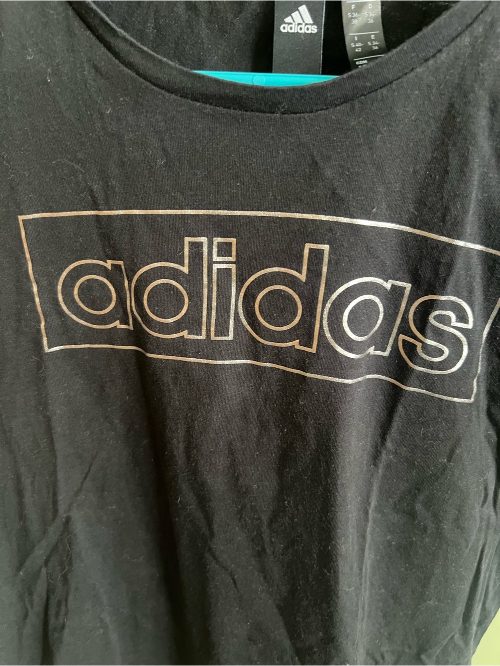 adidas Black Tee with Silver-Outlined Logo - Picture 2 of 9